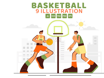 9 Playing Basketball Illustration