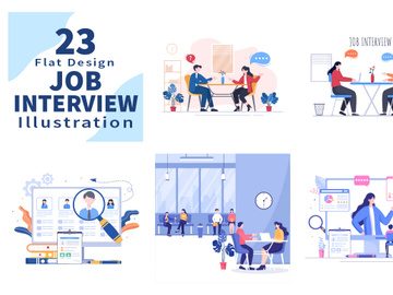 23 Job Interview Meeting and Hiring Online Vector Illustration