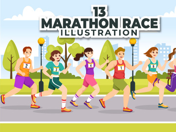 13 Marathon Race Sport Illustration
