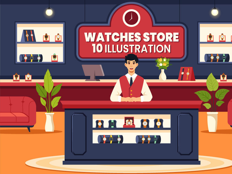 10 Watches Store Illustration by denayuneep ~ EpicPxls