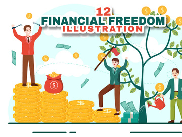 12 Financial Freedom Vector Illustration