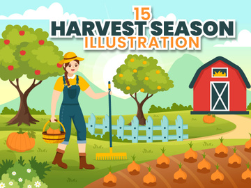 15 Harvest Season Vector Illustration