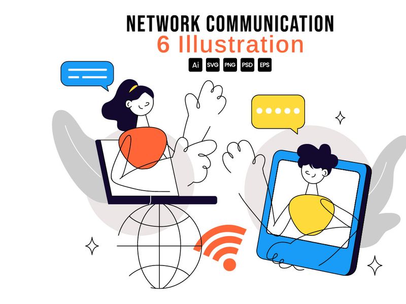 6 Network Communication Illustration by denayuneep ~ EpicPxls