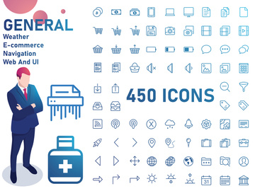 General IconSet : Shopping, Weather, Ui, E-commerce, Arrows, Navigation, Web, Electronicse
