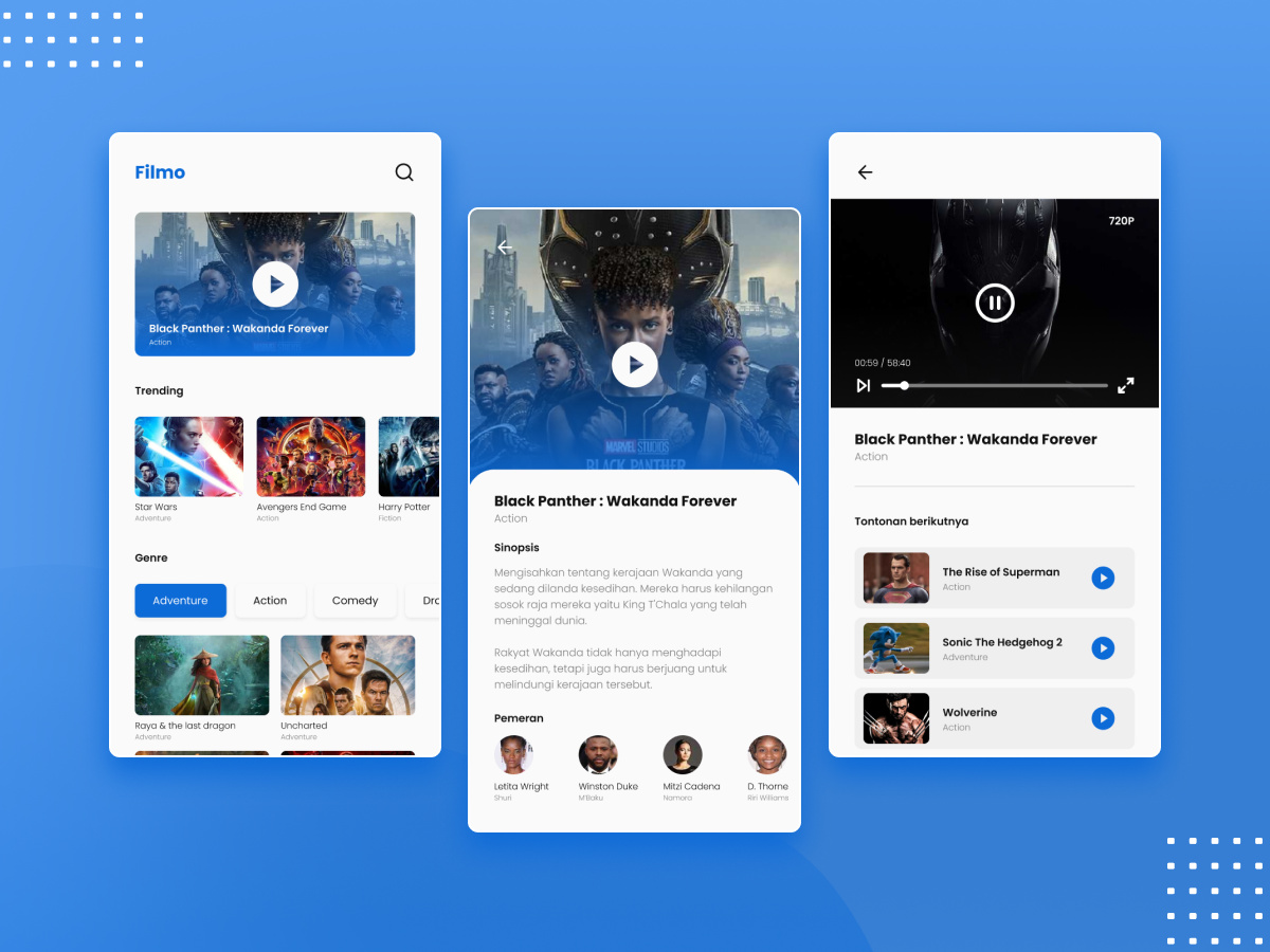 Film Streaming UI Kit for Figma - 5 High-Quality Screens