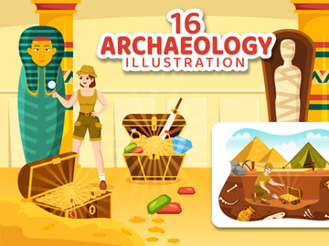 16 Archeology Vector Illustration