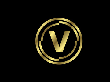 Golden English alphabet with golden circle frames. English alphabet, vector illustration