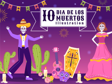 10 Dia De Los Muertos or Day of the Dead Illustration