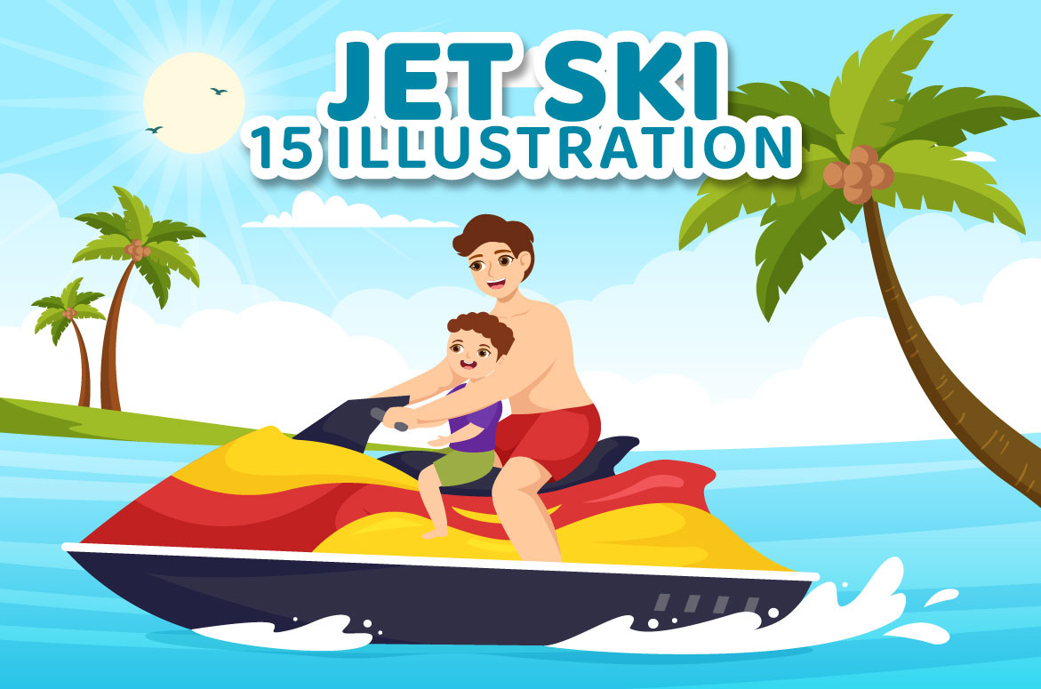 Ilustrasi 15 Orang Naik Jet Ski