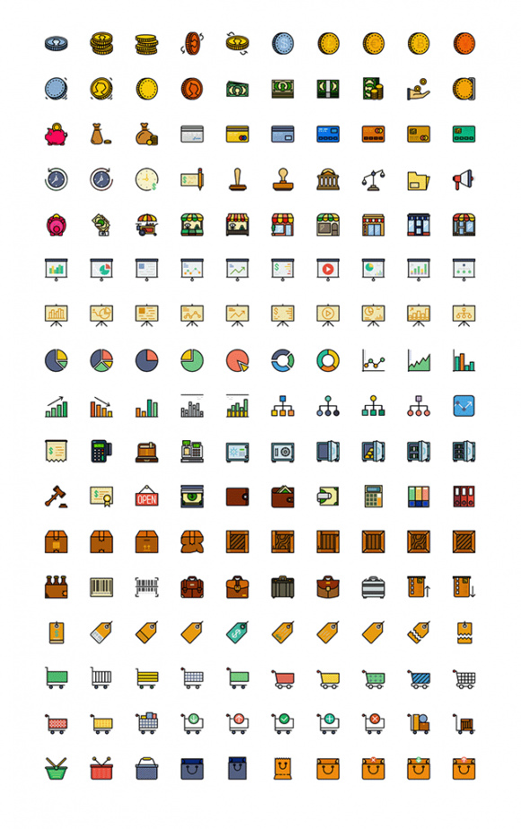 170个用于Sketch的复古商业图标(170 Retro Business icons for Sketch)插图1