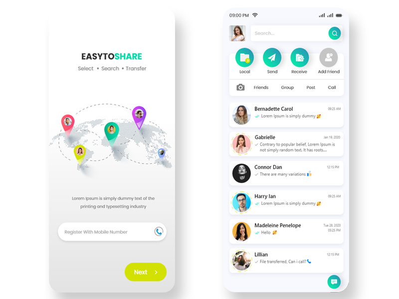 Sharing Files and Chat Mobile App Ui Kit