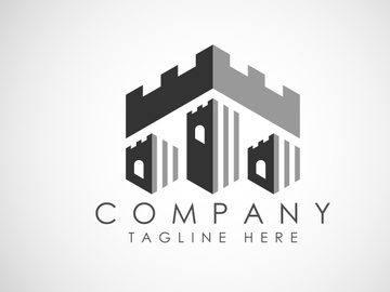 Castle tower logo design vector illustration. Castle icon sign symbol