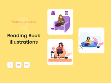 Reading Book set illustration