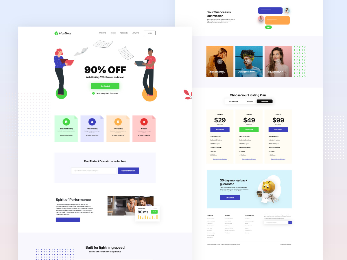 Página de aterrizaje de Hosting Web