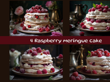 Raspberry meringue cake