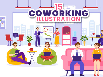 15 Coworking Business Illustration
