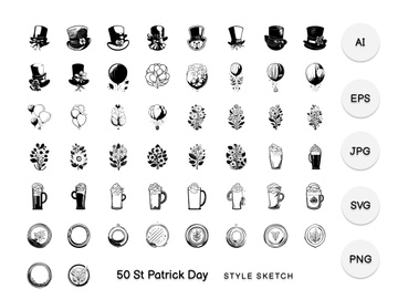 St Patrick Day Element Draw Black