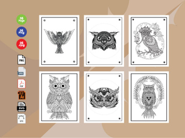 6 Birds  Coloring Book Pages KDP Interior.