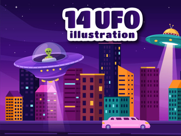 14 UFO Flying Spaceship Illustration