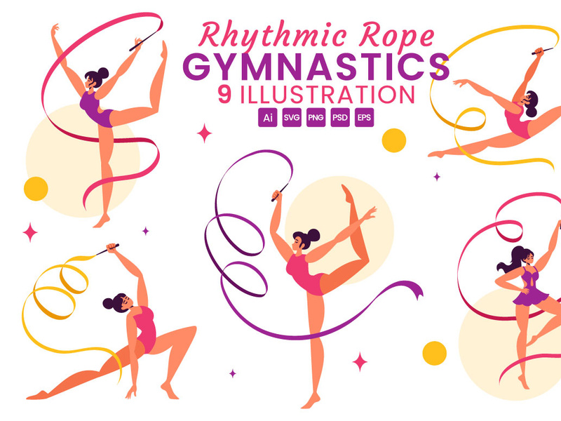 9 Rhythmic Rope Gymnastics Illustration by denayuneep ~ EpicPxls