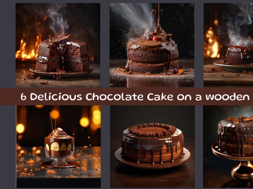 Delicious Chocolate Cake on a wooden table