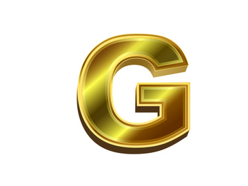 3d golden letter. Luxury gold English alphabet on white background