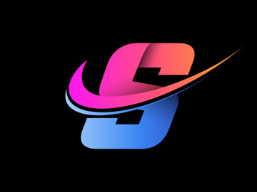 Initial English alphabet with a swoosh logo template. Modern vector logotype for business and company identity