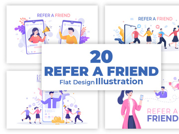 20 Refer a Friend Flat Design Illustration