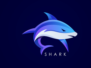Modern Shark gradient logo. Fish logo design template. Seafood restaurant shop Logotype concept icon.