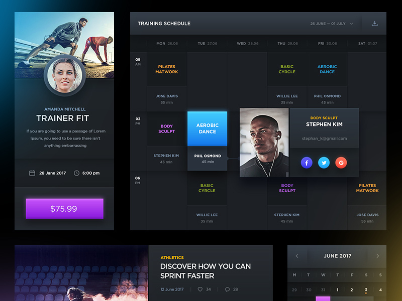 Dark Sports UI - Free PSD