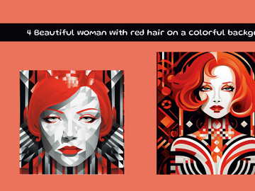 Beautiful woman with red hair on a colorful background