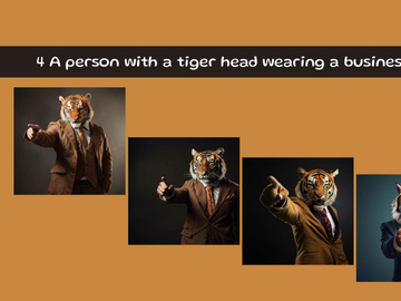 A person with a tiger head wearing a business suit