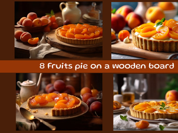 Fruits pie on a wooden board