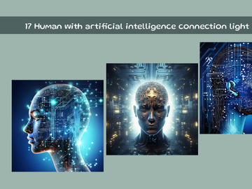 Human with artificial intelligence connection light effect