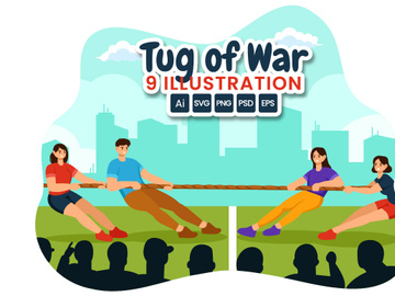 9 Tug of war Vector Illustration