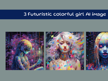 Futuristic colorful girl AI image