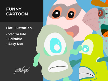 Funny Monster Cartoon Vector Bundle