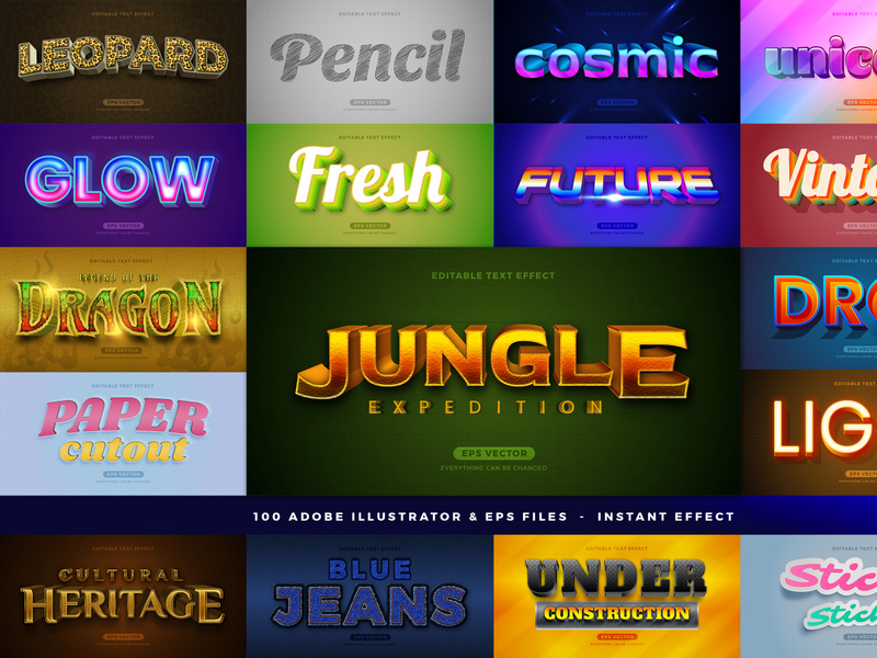 100 in 1 Bundle Multipurpose Text Effect Style by diqtam ~ EpicPxls
