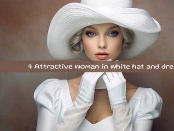 Attractive woman in white hat and dress