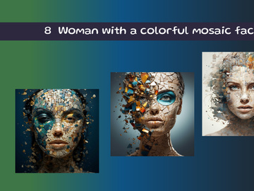 Woman with a colorful mosaic face