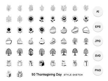 Thanksgiving Day Element Draw Black