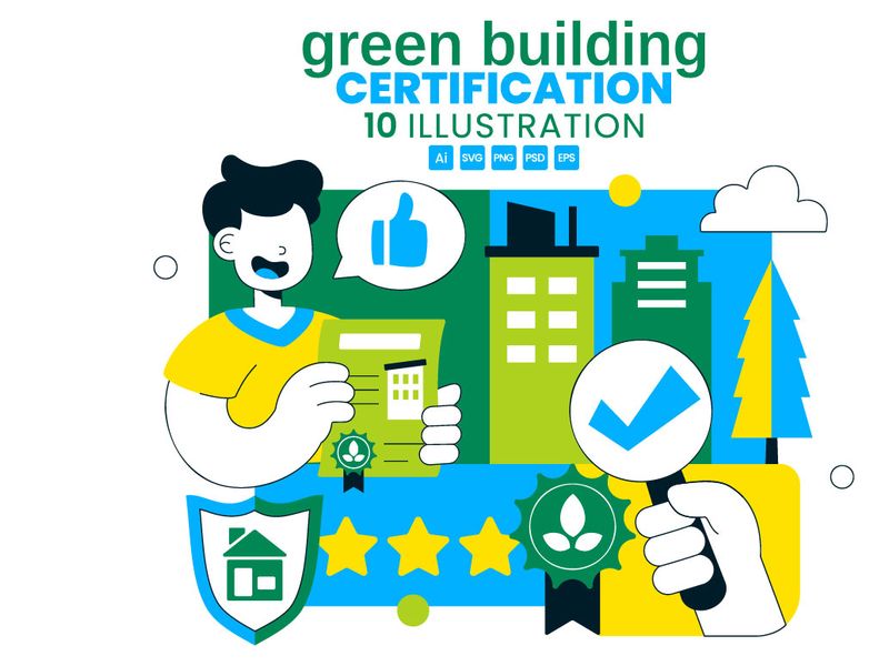 10 Green Building Certification Illustration by denayuneep ~ EpicPxls