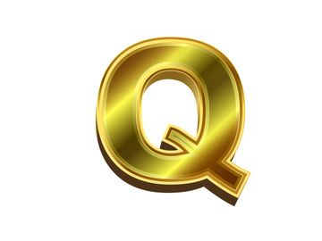 3d golden letter. Luxury gold English alphabet on white background