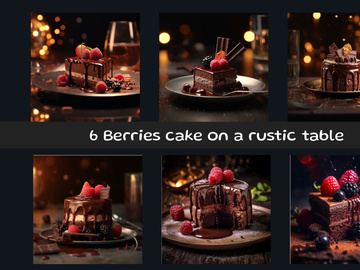 Berries cake on a rustic table