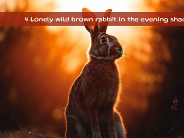 Lonely wild brown rabbit in the evening shadow