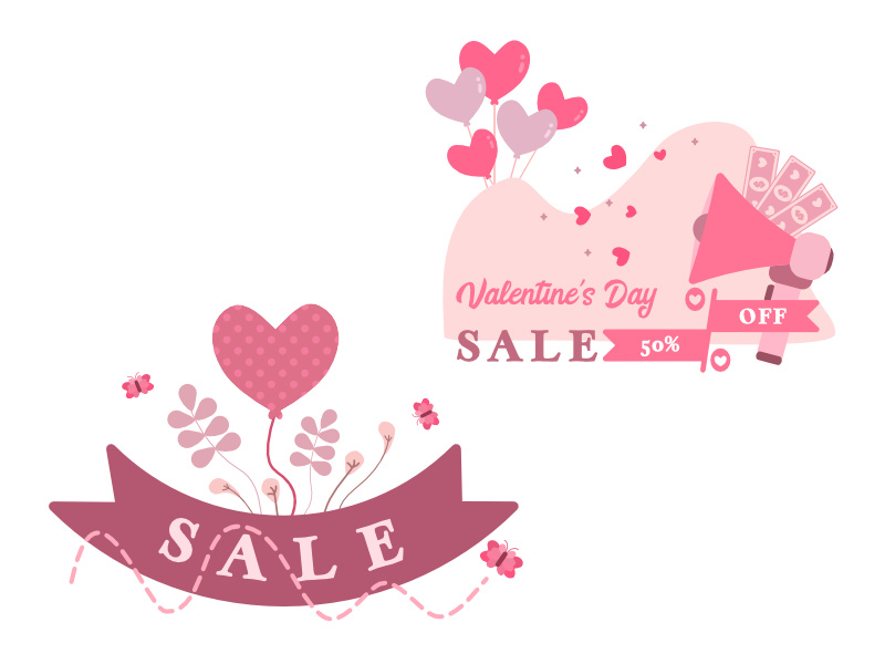 Valentine's Day Sale Editable Vector Scene Creator