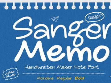 Sanger Memo - Handwritten Marker Note Font