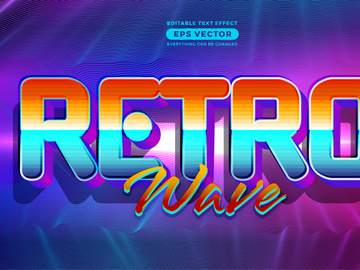 Retro wave editable text effect style with theme vibrant neon light concept for trendy flyer, poster and banner template promotion