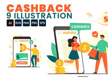9 Cashback Vector Illustration
