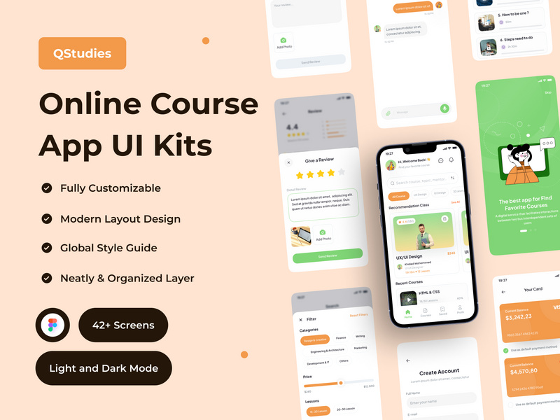 Qstudies - Online Course App UI Kit by Enver Studio ~ EpicPxls